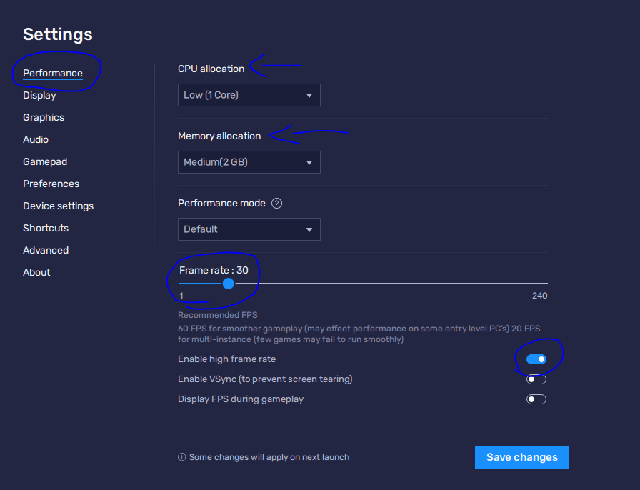 Bluestacks 5 performance settings