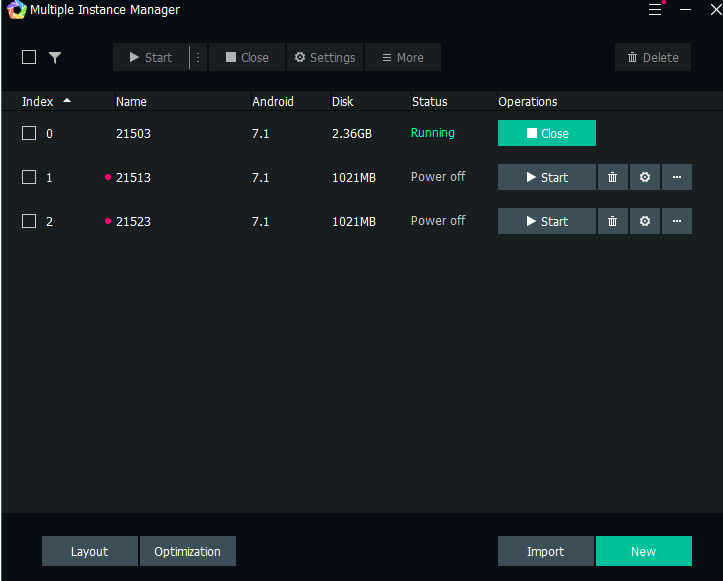 MEmu Multi Instance Manager with instances named by port