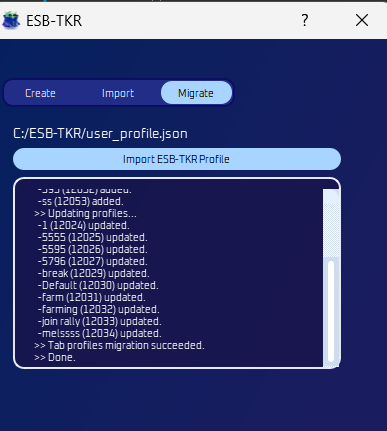 Migrate screen after selecting the profile file
