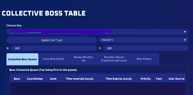 Boss Collective Queue with numbered sections