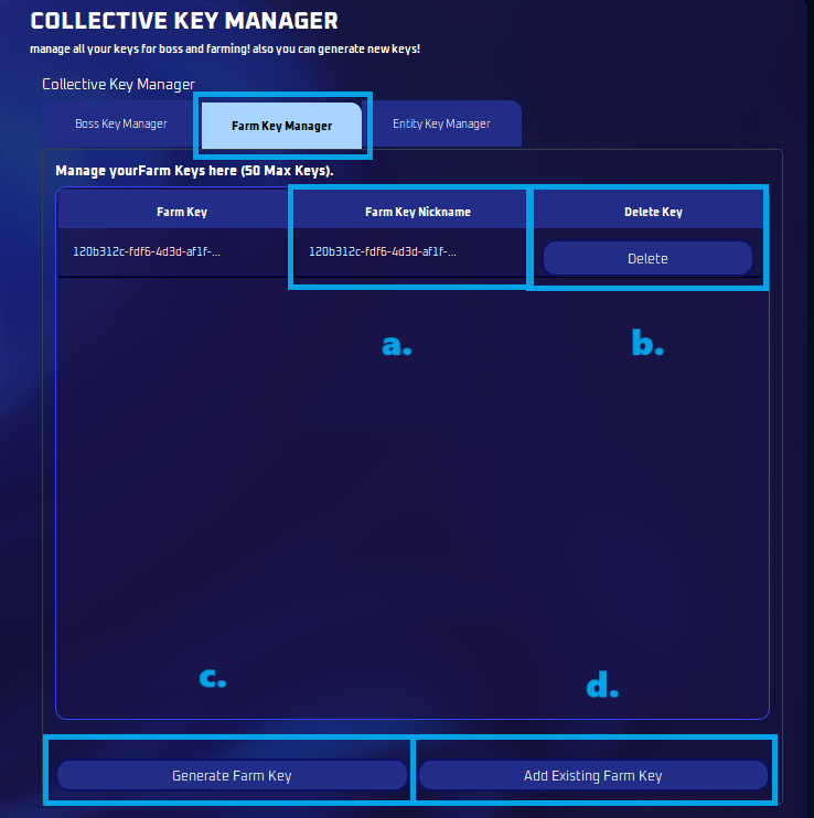 Farm Collective Key Manager dialog